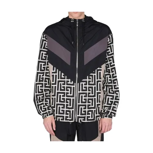 Nylon Shell Jacket with Hood - Balmain - Modalova