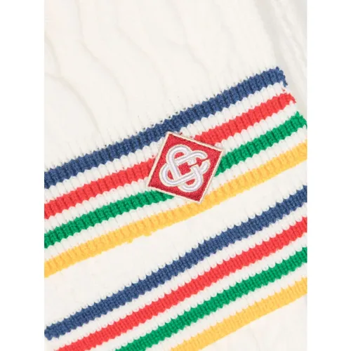 Striped Cable-Knit Wool Scarf - Casablanca - Modalova