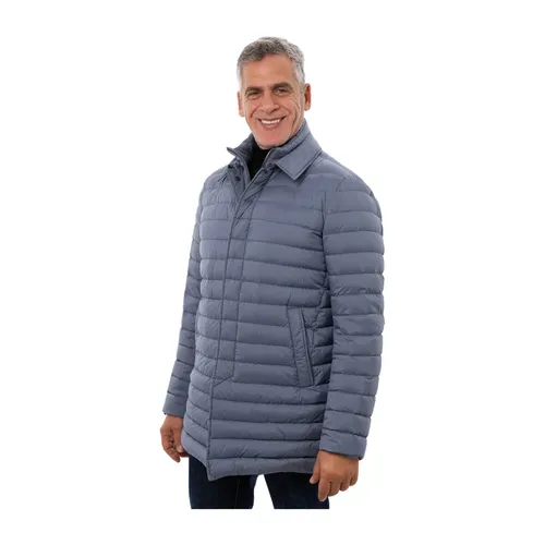 Long Padded Down Jacket Avio Blue - Herno - Modalova