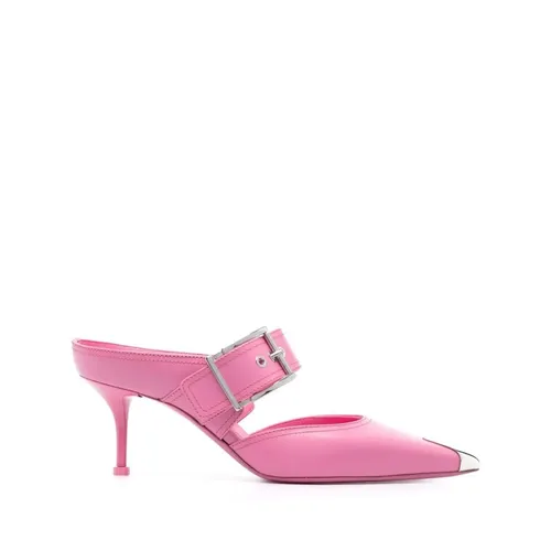 Pink Metallic Toe-Cap Mules - Alexander McQueen - Modalova
