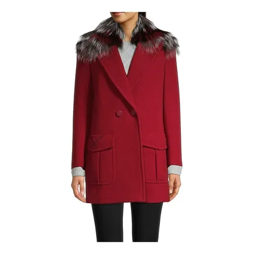 Fur Collar Wool Coat - Fendi - Modalova