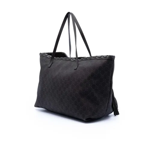 Pre-owned Vintage Monogram Canvas Bamboo Tote Bag - Gucci Vintage - Modalova