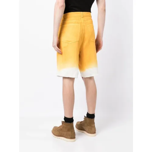 Two-Tone Linen Shorts with Pockets - Nick Fouquet - Modalova