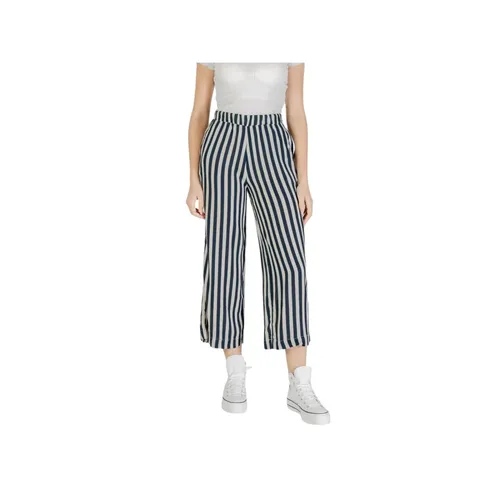 Blue Cropped Viscose Pants - Ichi - Modalova