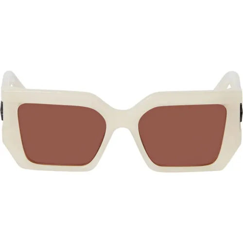 Beige Rectangular Sunglasses - Off White - Modalova