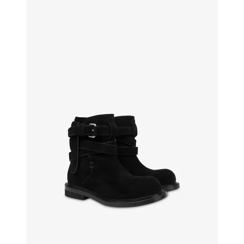 Suede Ankle Boots - Moschino - Modalova