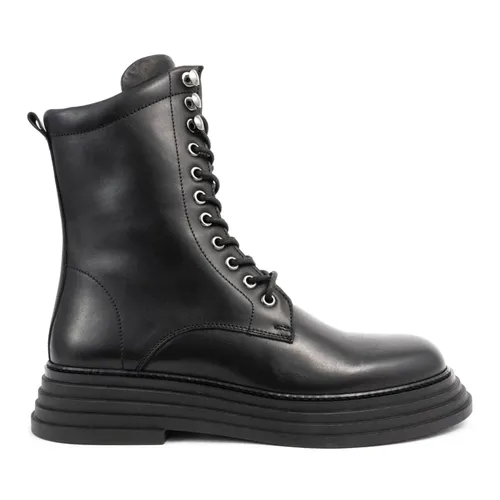 Black Leather Ankle Boots - Sergio Moretti - Modalova