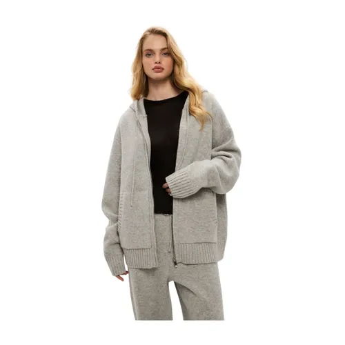 Merino Kapuzen-Strickjacke Kostüm Penelope - Grau - Cesare Gaspari - Modalova