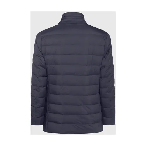 Blue Down Jacket with High Collar - Herno - Modalova