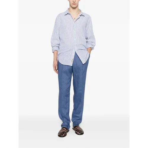 Striped Linen Shirt - Woolrich - Modalova