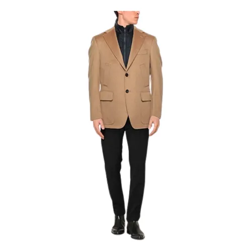 Camel Velour Jacket with Removable Padding - Fay - Modalova