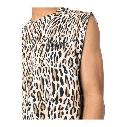 Leopard Print Logo Tank Top - Moschino - Modalova