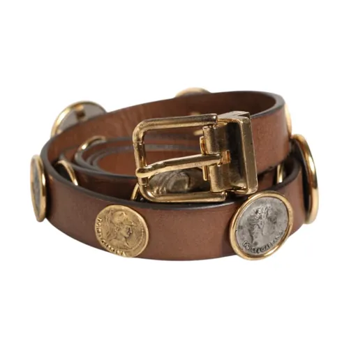 Luxury Leather Coin Buckle Belt - Dolce & Gabbana - Modalova