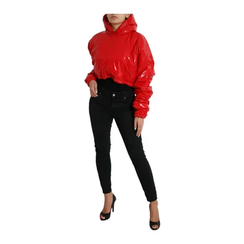 Red Cropped Puffer Jacket - Dolce & Gabbana - Modalova
