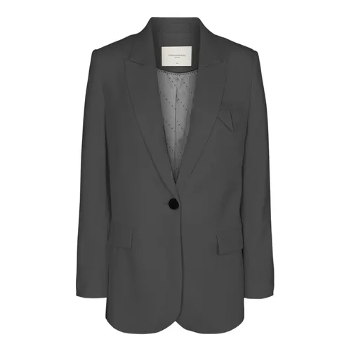 Grey Melange Blazer with Flap Pockets - Copenhagen Muse - Modalova