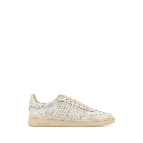 White Leather Boxer Sneakers - Dsquared2 - Modalova