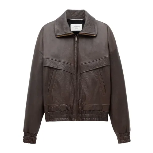 Bubbled Lambskin Bomber Jacket - Saint Laurent - Modalova