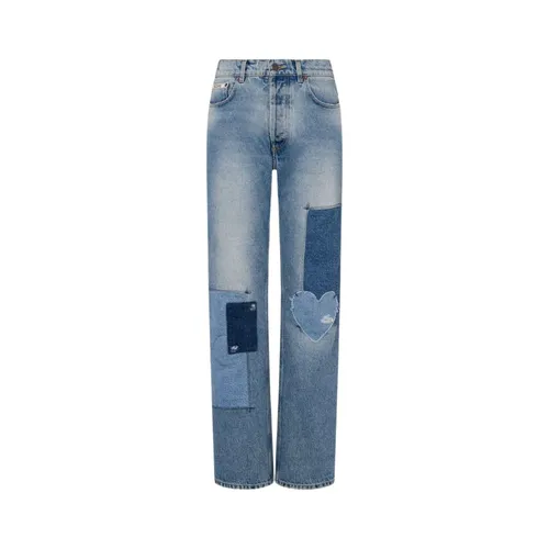 Patchwork Denim Pants - Moschino - Modalova