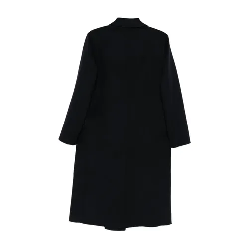Blue Wool Double-Breasted Coat - Paltò - Modalova