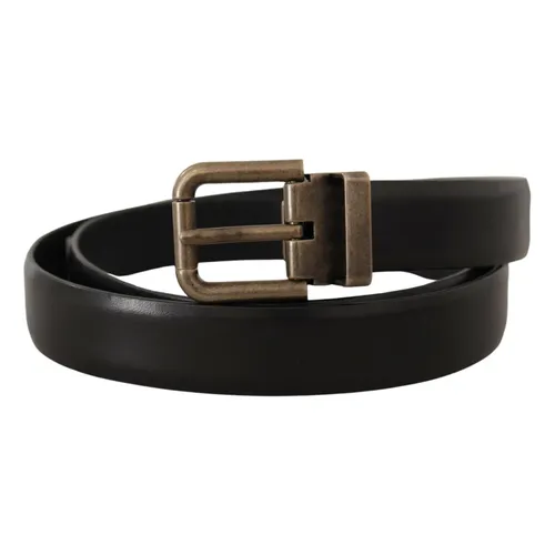 Black Calf Leather Box Buckle Belt - Dolce & Gabbana - Modalova