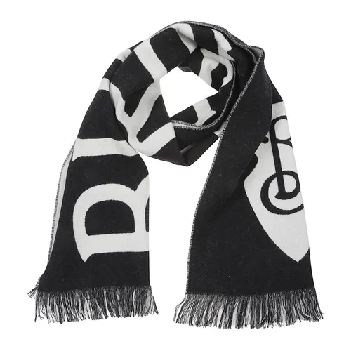 Wool Scarf with Lettering Logo - Burberry - Modalova