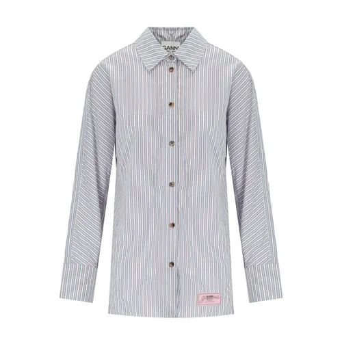 Camisa a Rayas Teñidas con Hilo - Ganni - Modalova