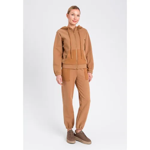 Camel Hoodie with Front Zip - Twinset - Modalova