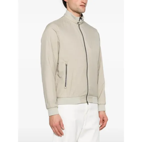 Beige Jacket with Two-Way Zip - Herno - Modalova