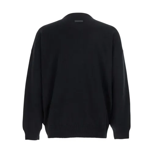 Black Henley Crewneck Sweater with Logo - Fear Of God - Modalova