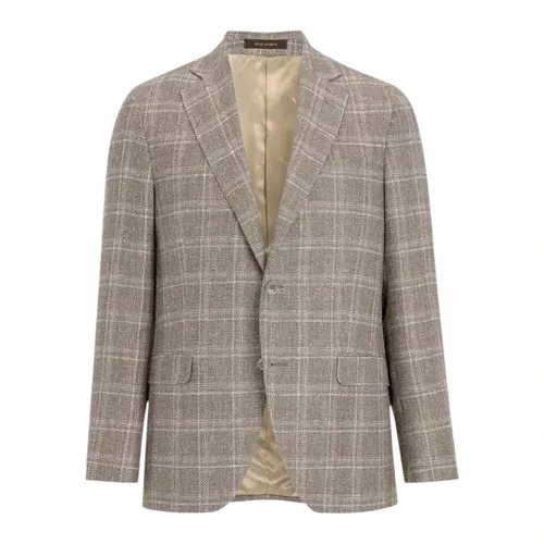 Beige Check Structured Blazer Regular Fit - Oscar Jacobson - Modalova