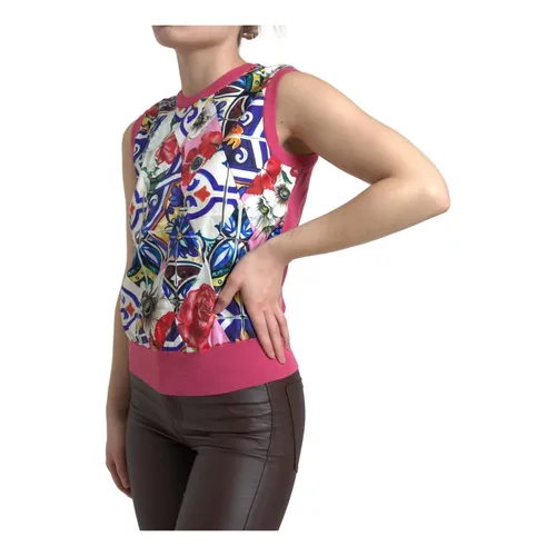 Floral Print Crew Neck Tank Top - Dolce & Gabbana - Modalova