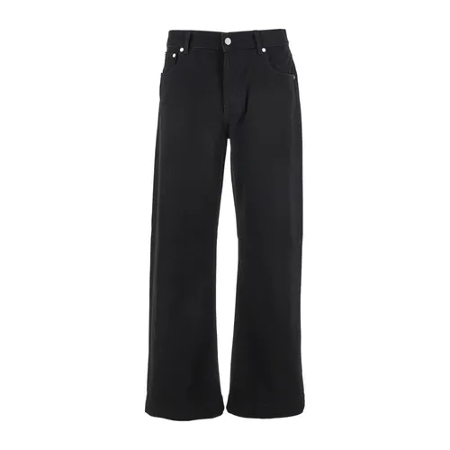 Black Denim Jeans with Logo Patch - Alexander McQueen - Modalova