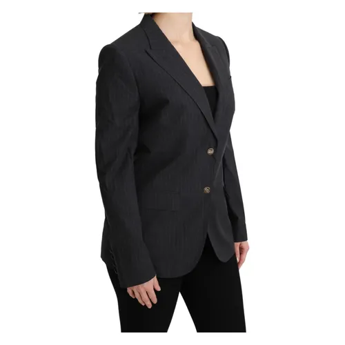 Striped Gray Buttoned Blazer - Dolce & Gabbana - Modalova