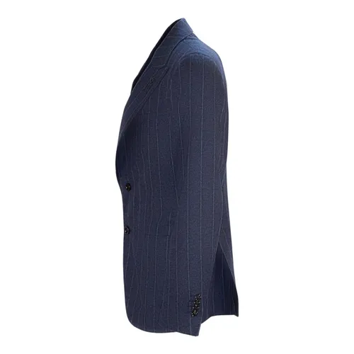 Blue Wool Cashmere Pinstripe Blazer - Lardini - Modalova