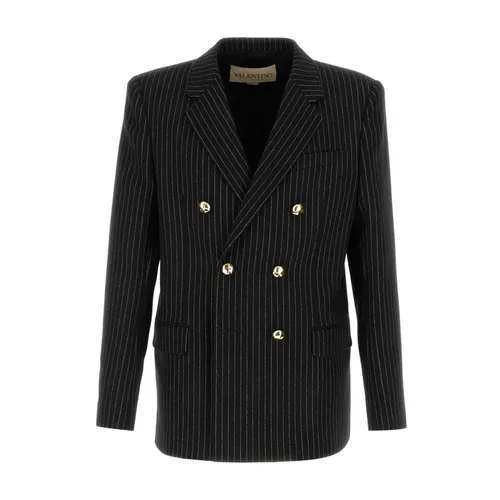 Blazer de Rayas Diplomáticas Bordado - Valentino Garavani - Modalova