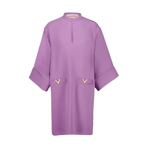 Lilac Mini Dress V-Neck Silk - Valentino Garavani - Modalova