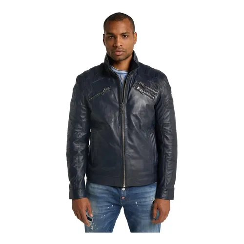 Joker Biker Style Leather Jacket - Carlo Colucci - Modalova