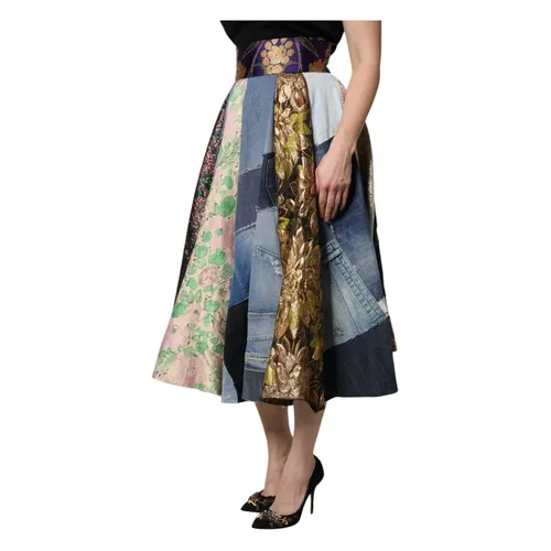 Patchwork High Waisted Midi Skirt - Dolce & Gabbana - Modalova