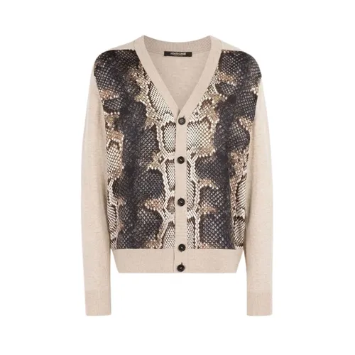 Python-Print Wool Cardigan V-neck - Roberto Cavalli - Modalova