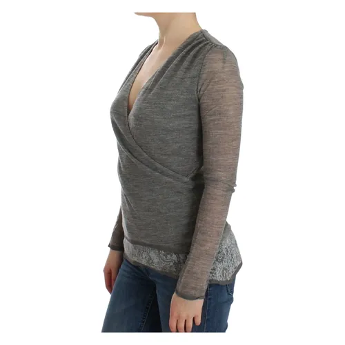 Gray V-Neck Wool Blend Sweater - Ermanno Scervino - Modalova