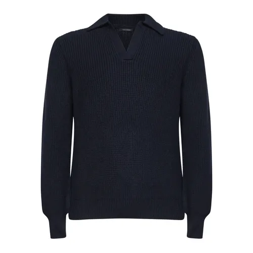 Ribbed Polo V-neck Knit - Tagliatore - Modalova