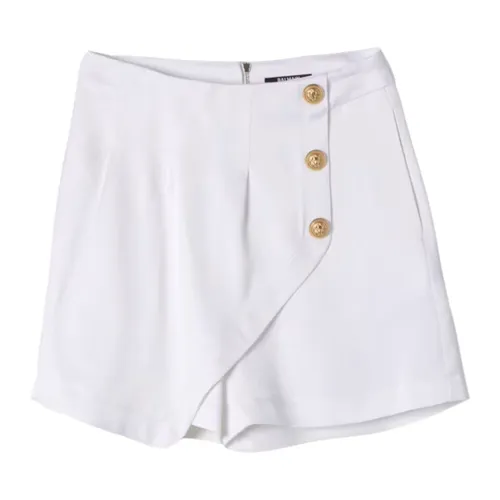 White High Waist Kids Shorts - Balmain - Modalova