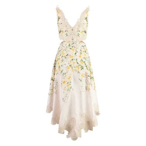 Floral Linen Dress with Cut Out Details - Zimmermann - Modalova
