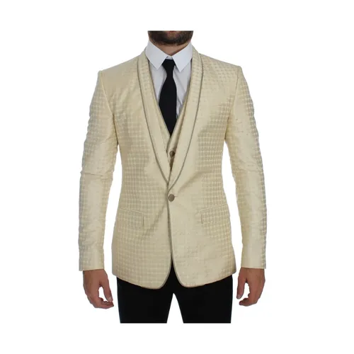 Beige Polka Dot Blazer - Dolce & Gabbana - Modalova