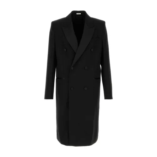 Wool Felt Double-breasted Coat - Alexander McQueen - Modalova