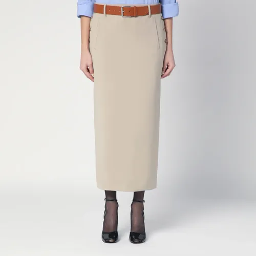 Beige Wool Skirt - Moschino - Modalova