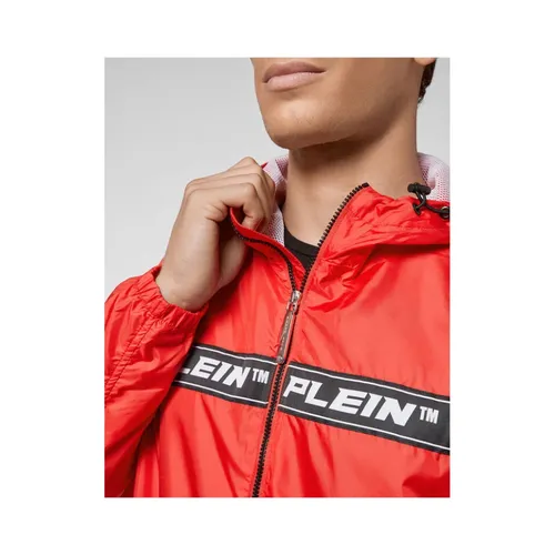 Red Nylon Windbreaker Jacket - Philipp Plein - Modalova