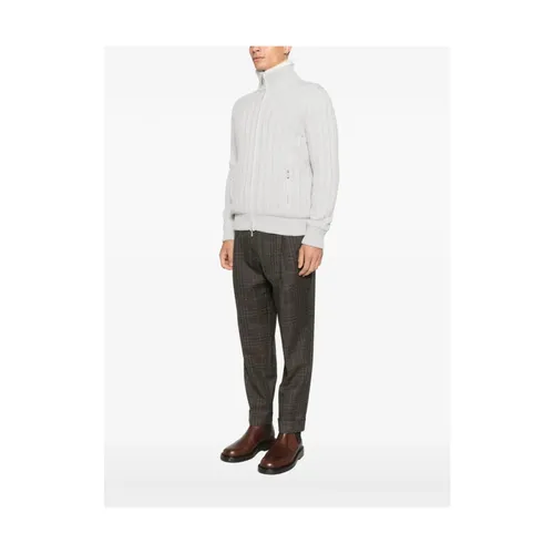 Ribbed Knit Zip Cardigan - La Fileria - Modalova
