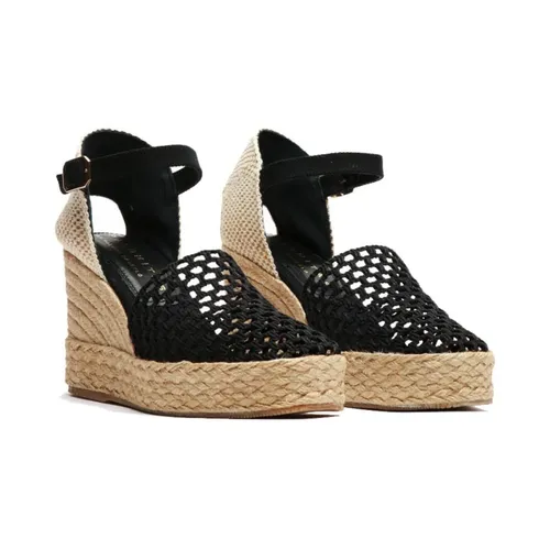 Black Fabric Wedge Sandals with Ankle Strap - Paloma Barceló - Modalova