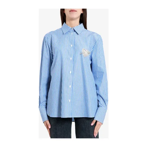 Camicia in Cotone con Colletto e Applicazione - MSGM - Modalova